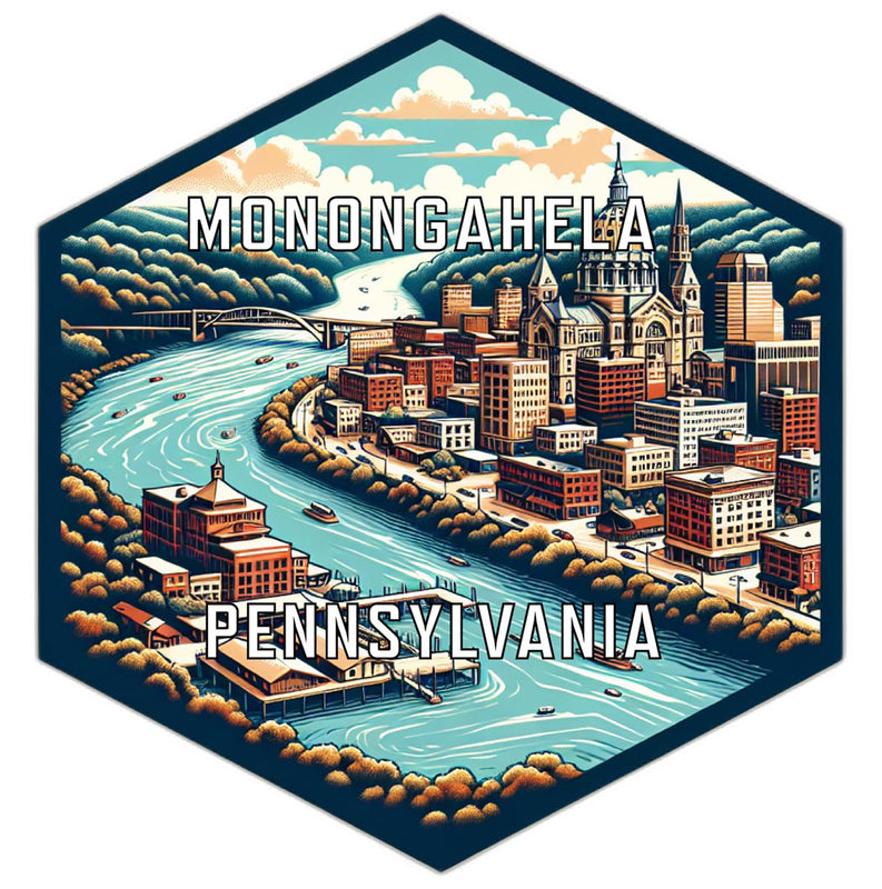 Monongahela Pennsylvania Souvenir Travel Destination Die Cut Hexagon Fridge Magnet 6-Inch