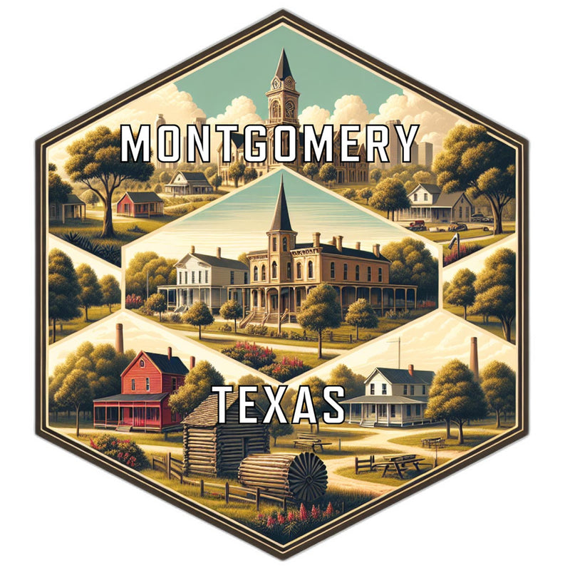 Montgomery Texas Souvenir Travel Destination Die Cut Hexagon Fridge Magnet 2-Inch