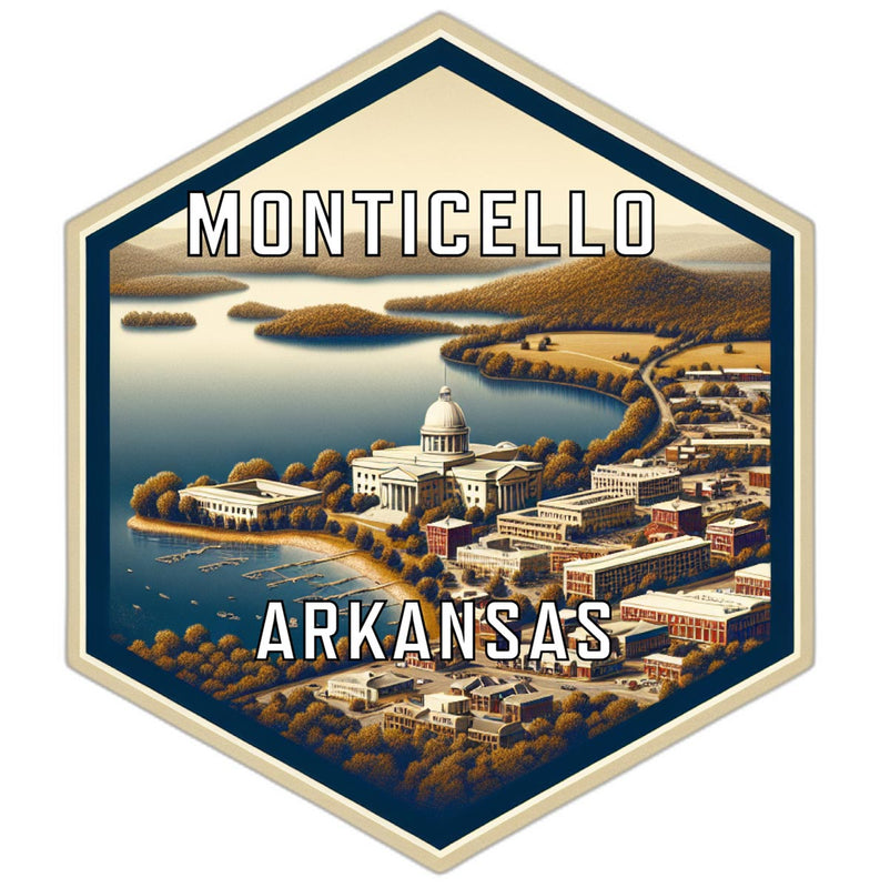 Monticello Arkansas Souvenir Travel Destination Die Cut Hexagon Fridge Magnet 2-Inch