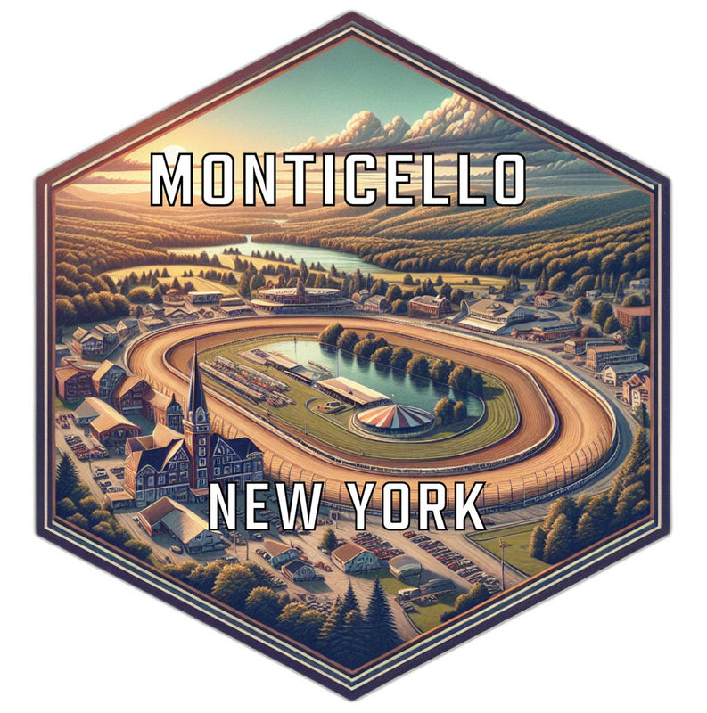 Monticello New York Souvenir Travel Destination Die Cut Hexagon Fridge Magnet 2-Inch