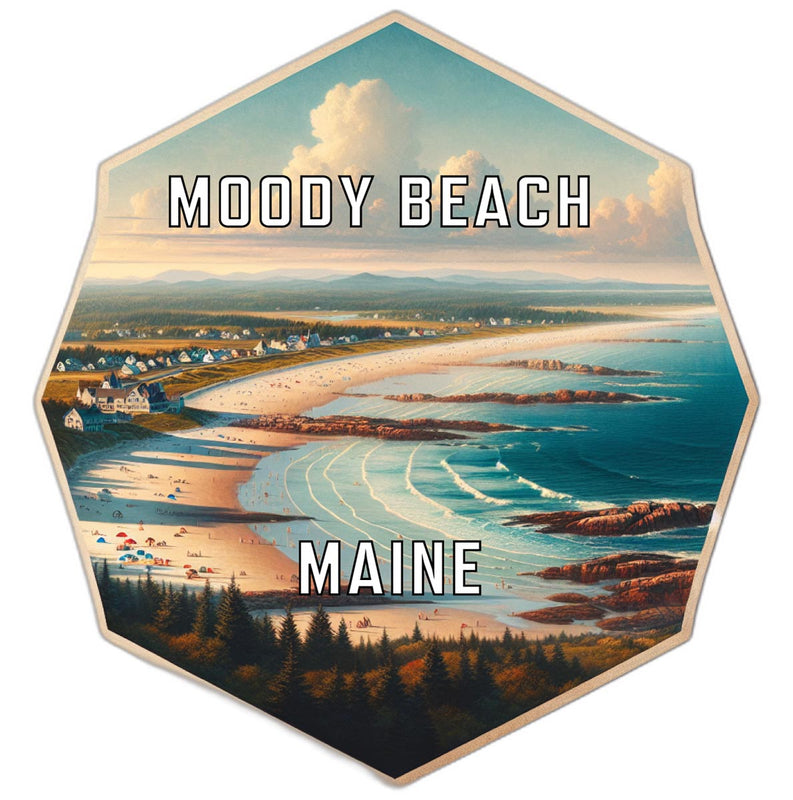 Moody Beach Maine Souvenir Travel Destination Die Cut Hexagon Fridge Magnet 2-Inch