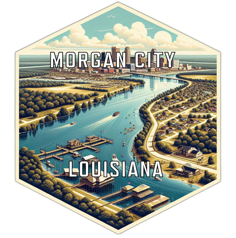 Morgan City Louisiana Souvenir Travel Destination Die Cut Hexagon Fridge Magnet 2-Inch
