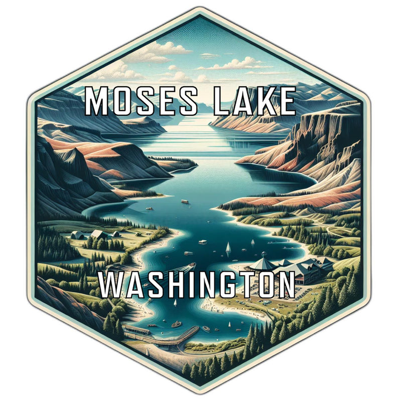 Moses Lake Washington Souvenir Travel Destination Die Cut Hexagon Fridge Magnet 2-Inch