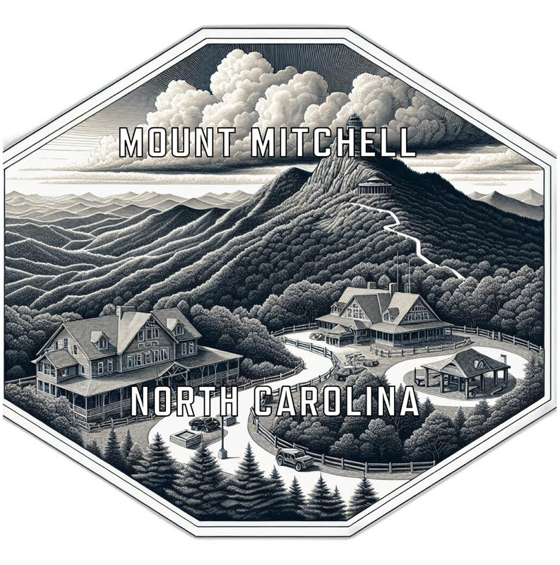 Mount Mitchell North Carolina Souvenir Travel Destination Die Cut Hexagon Fridge Magnet 6-Inch