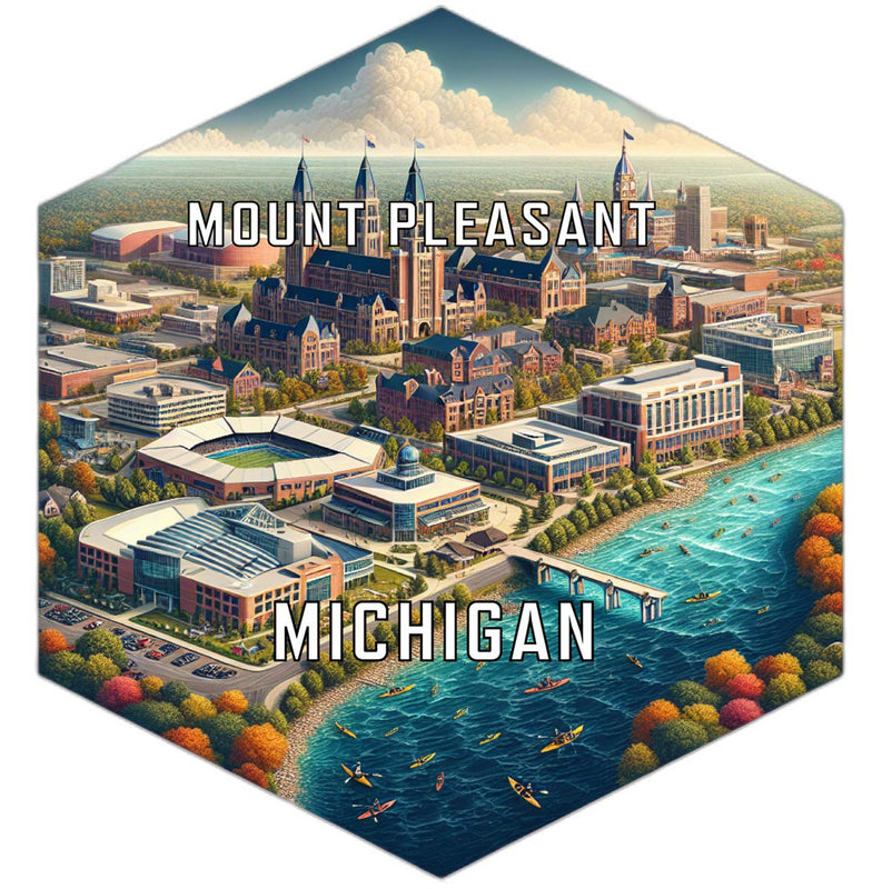 Mount Pleasant Michigan Souvenir Travel Destination Die Cut Hexagon Fridge Magnet 2-Inch