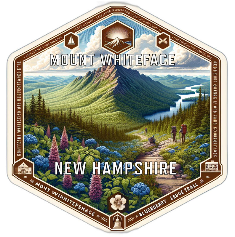 Mount Whiteface New Hampshire Souvenir Travel Destination Die Cut Hexagon Fridge Magnet 2-Inch