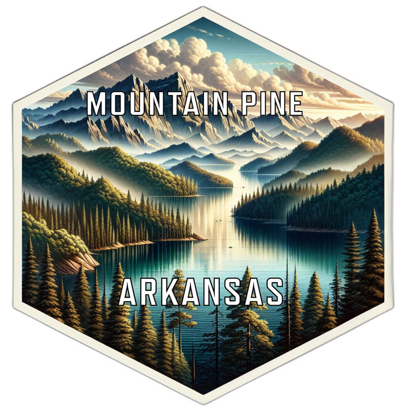 Mountain Pine Arkansas Souvenir Travel Destination Die Cut Hexagon Fridge Magnet 2-Inch