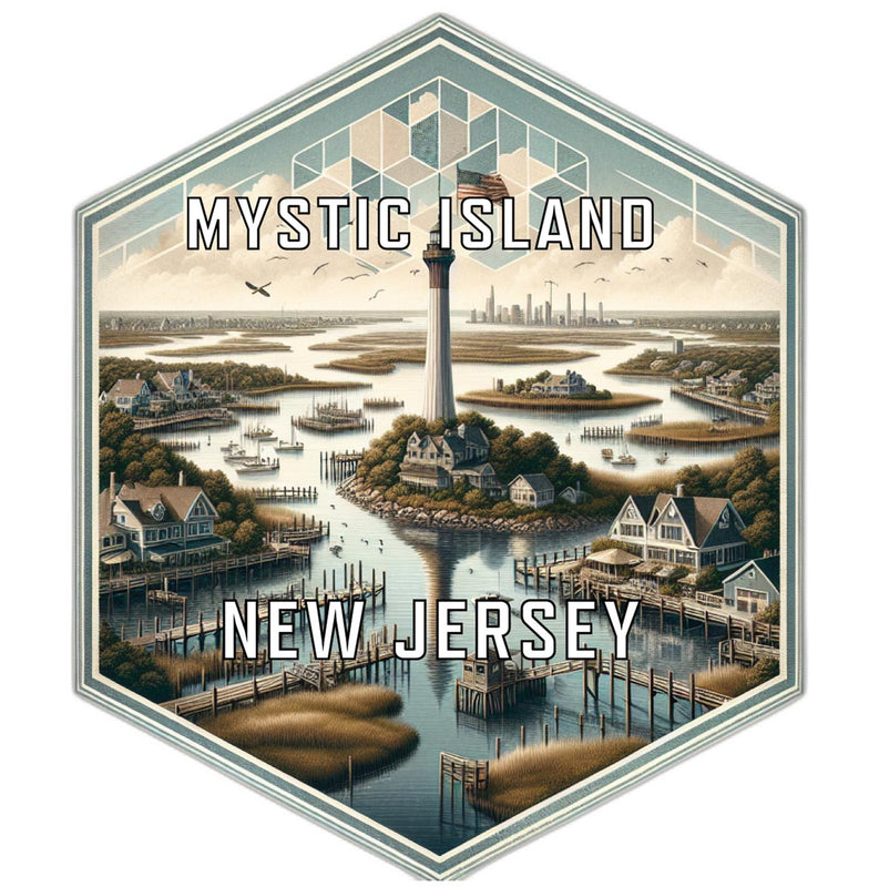 Mystic Island New Jersey Travel Destination Souvenir Vinyl Decal Sticker 2-Inch