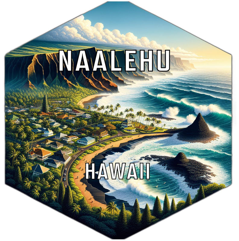 Naalehu Hawaii Souvenir Travel Destination Die Cut Hexagon Fridge Magnet 2-Inch