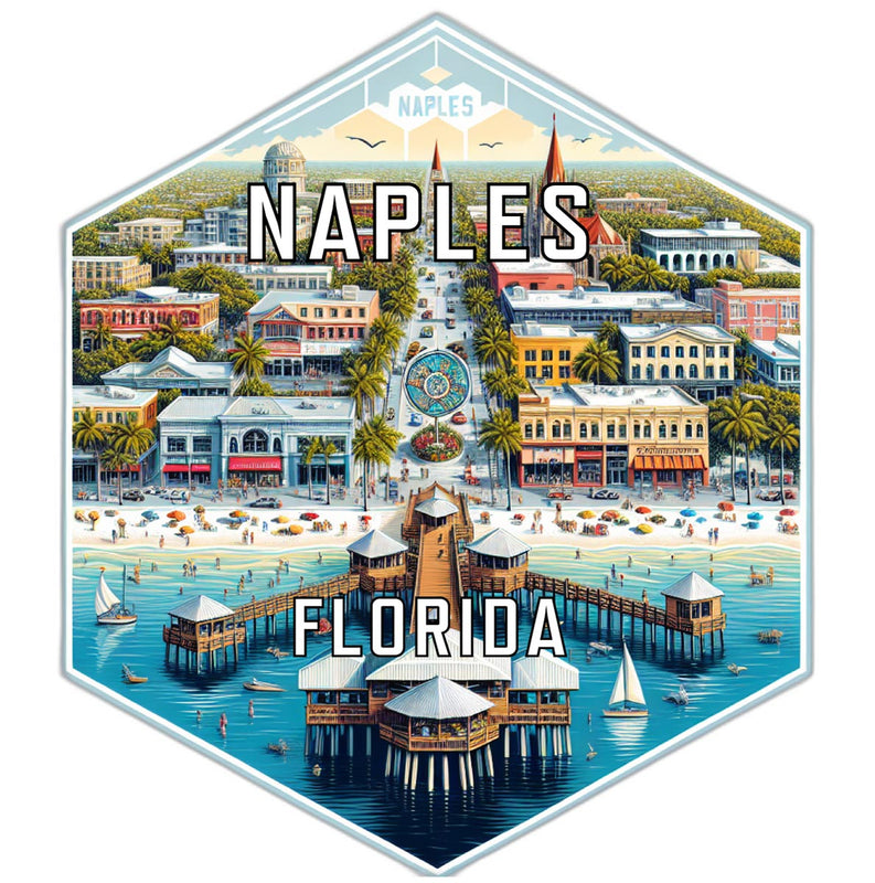 Naples Florida Souvenir Travel Destination Die Cut Hexagon Fridge Magnet 6-Inch