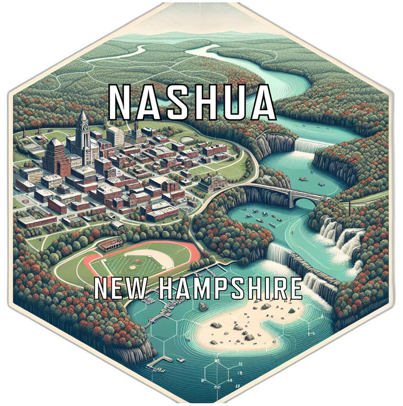 Nashua New Hampshire Souvenir Travel Destination Die Cut Hexagon Fridge Magnet 2-Inch