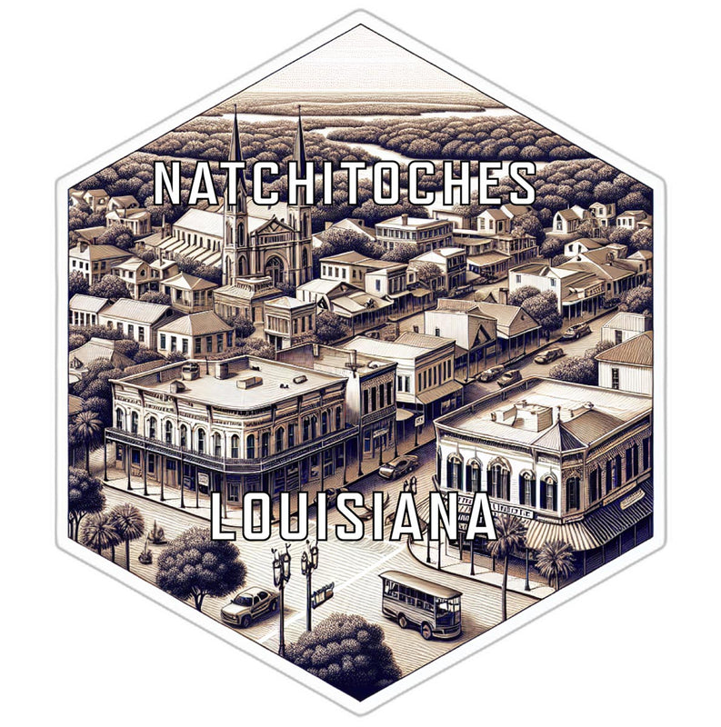 Natchitoches Louisiana Souvenir Travel Destination Die Cut Hexagon Fridge Magnet 2-Inch