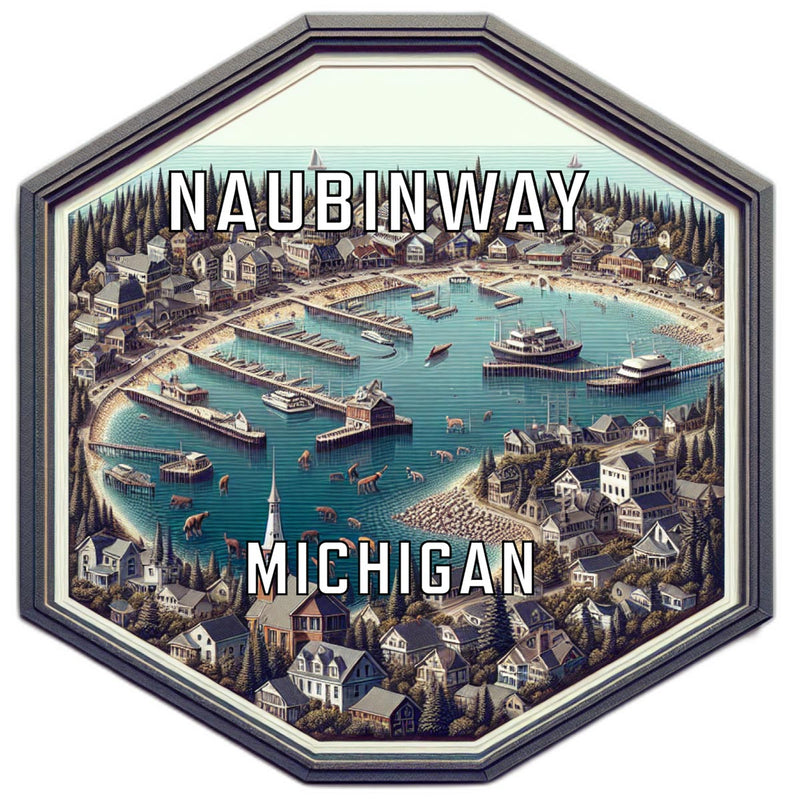 Naubinway Michigan Souvenir Travel Destination Die Cut Hexagon Fridge Magnet 2-Inch