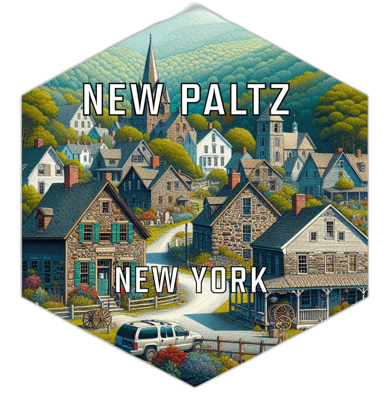 New Paltz New York Souvenir Travel Destination Die Cut Hexagon Fridge Magnet 4-Inch