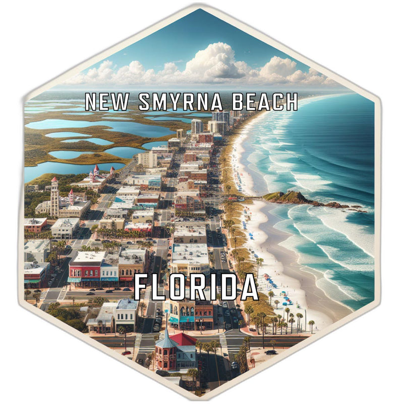 New Smyrna Beach Florida Souvenir Travel Destination Die Cut Hexagon Fridge Magnet 2-Inch