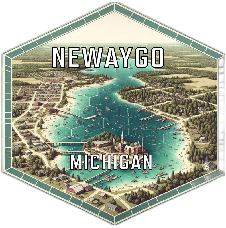 Newaygo Michigan Souvenir Travel Destination Die Cut Hexagon Fridge Magnet 6-Inch