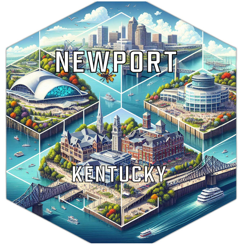Newport Kentucky Souvenir Travel Destination Die Cut Hexagon Fridge Magnet 2-Inch