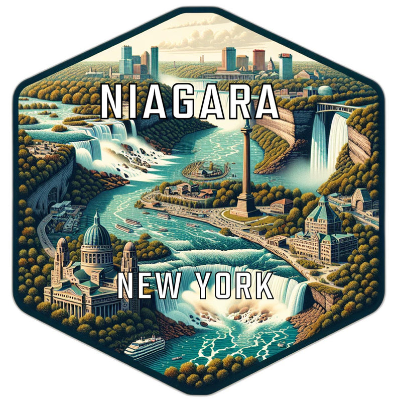 Niagara New York Souvenir Travel Destination Die Cut Hexagon Fridge Magnet 6-Inch