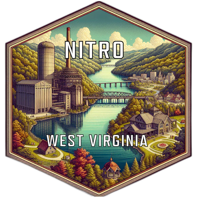 Nitro West Virginia Souvenir Travel Destination Die Cut Hexagon Fridge Magnet 2-Inch