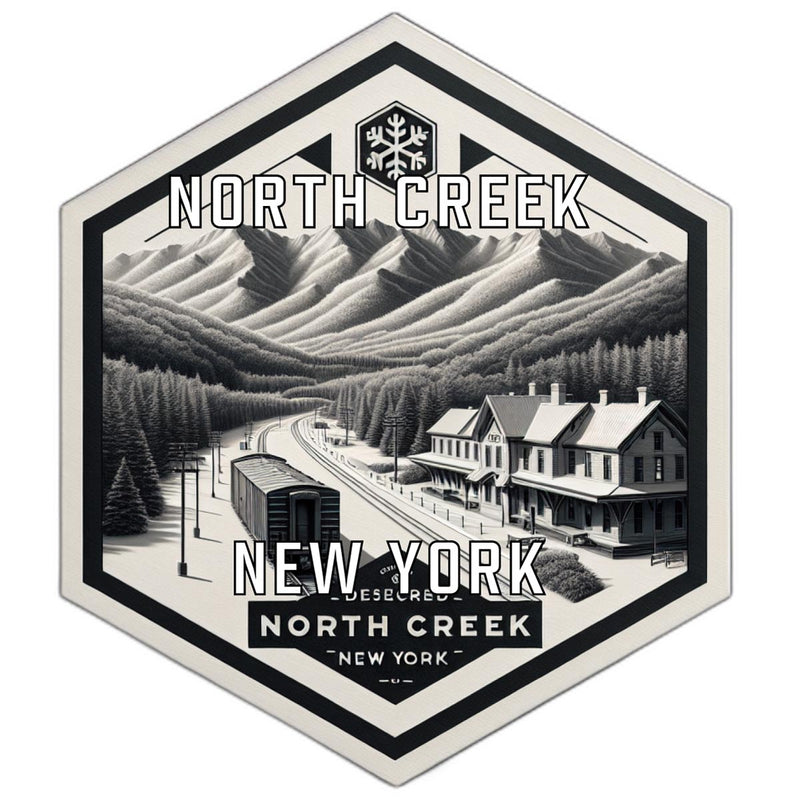 North Creek New York Souvenir Travel Destination Die Cut Hexagon Fridge Magnet 2-Inch
