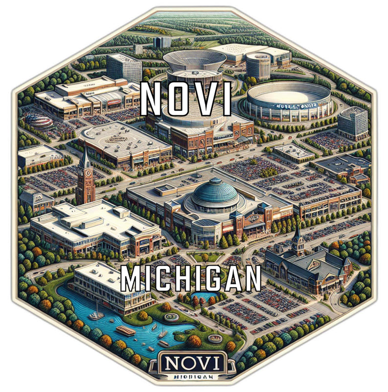 Novi Michigan Souvenir Travel Destination Die Cut Hexagon Fridge Magnet 2-Inch