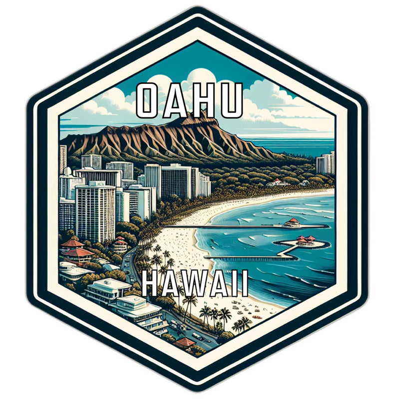 Oahu Hawaii Travel Destination Souvenir Vinyl Decal Sticker 4-Inch