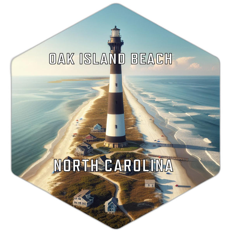 Oak Island Beach North Carolina Souvenir Travel Destination Die Cut Hexagon Fridge Magnet 2-Inch