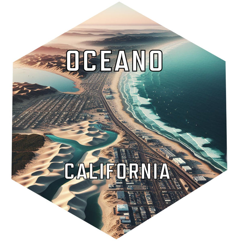 Oceano California Souvenir Travel Destination Die Cut Hexagon Fridge Magnet 2-Inch
