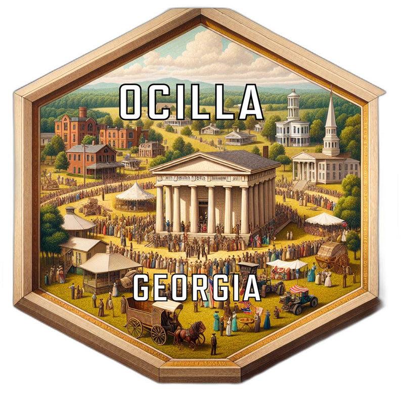 Ocilla Georgia Souvenir Travel Destination Die Cut Hexagon Fridge Magnet 6-Inch