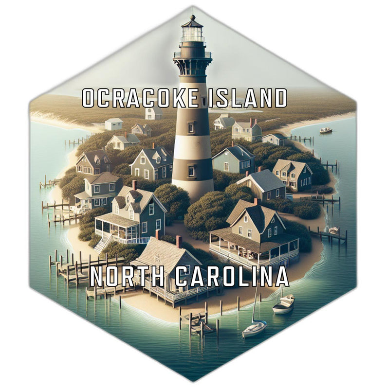 Ocracoke Island North Carolina Souvenir Travel Destination Die Cut Hexagon Fridge Magnet 6-Inch