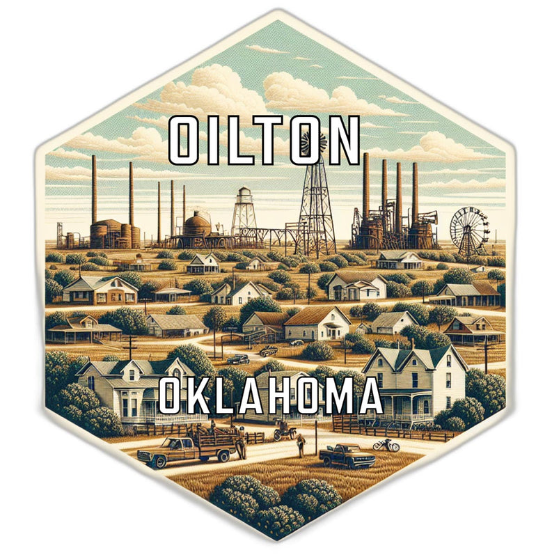 Oilton Oklahoma Souvenir Travel Destination Die Cut Hexagon Fridge Magnet 2-Inch