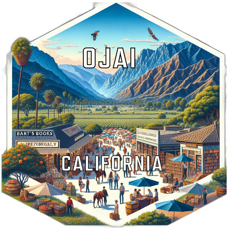 Ojai California Souvenir Travel Destination Die Cut Hexagon Fridge Magnet 6-Inch