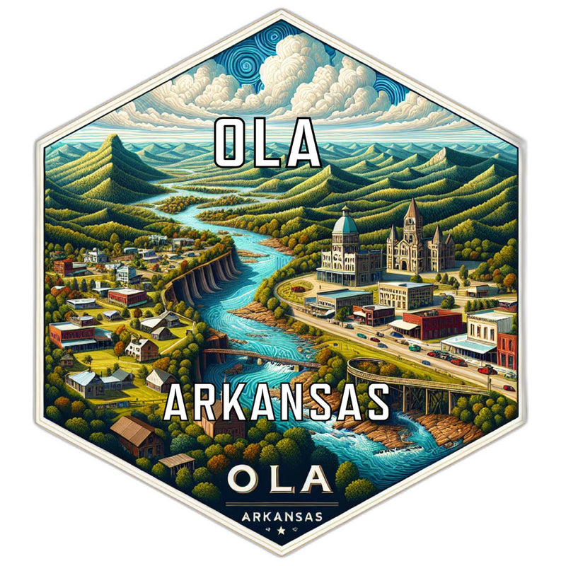 Ola Arkansas Souvenir Travel Destination Die Cut Hexagon Fridge Magnet 2-Inch