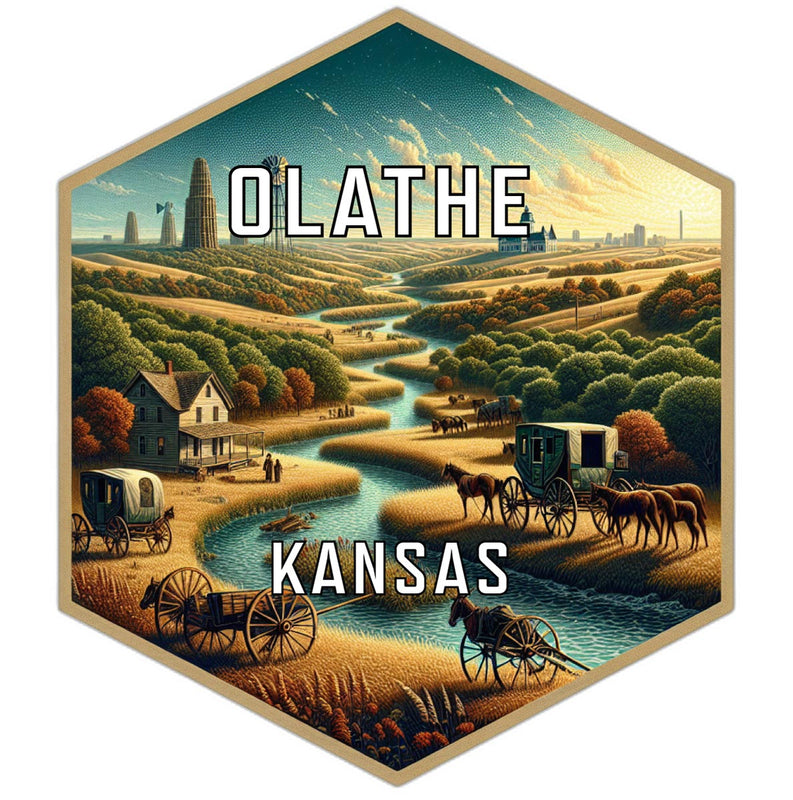 Olathe Kansas Souvenir Travel Destination Die Cut Hexagon Fridge Magnet 2-Inch