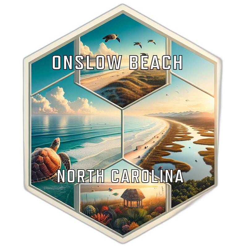 Onslow Beach North Carolina Souvenir Travel Destination Die Cut Hexagon Fridge Magnet 2-Inch
