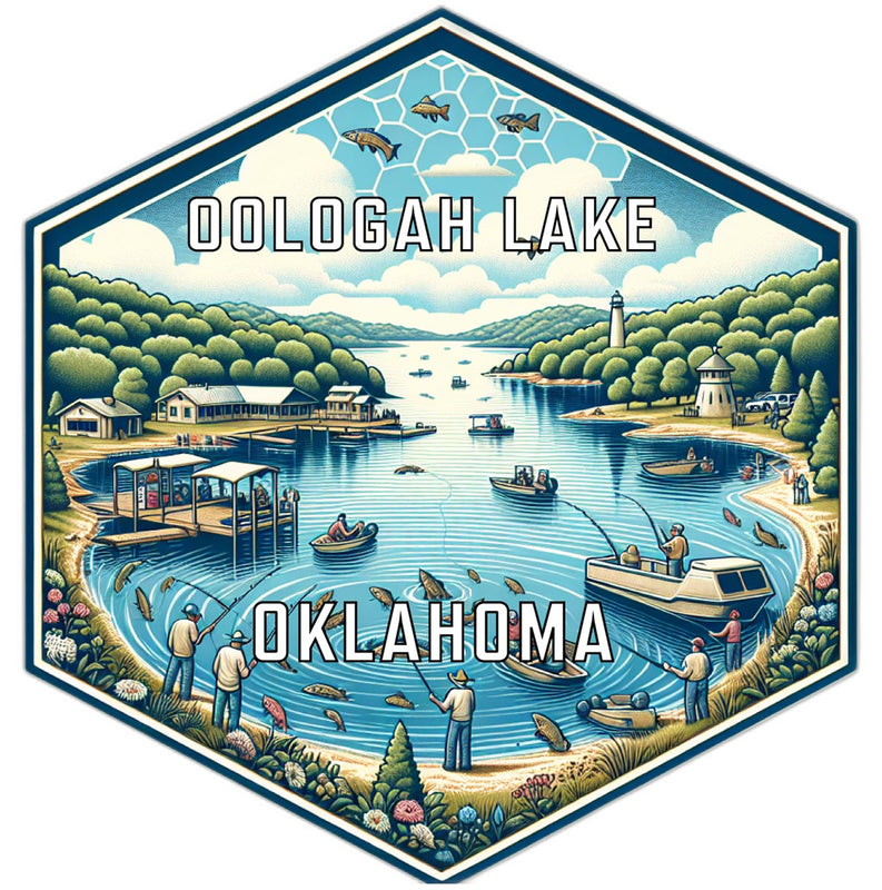 Oologah Lake Oklahoma Souvenir Travel Destination Die Cut Hexagon Fridge Magnet 2-Inch