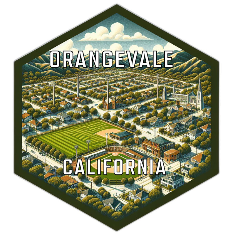 Orangevale California Souvenir Travel Destination Die Cut Hexagon Fridge Magnet 2-Inch