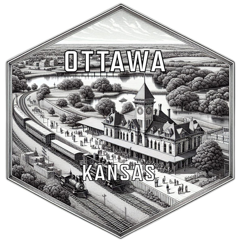Ottawa Kansas Souvenir Travel Destination Die Cut Hexagon Fridge Magnet 2-Inch