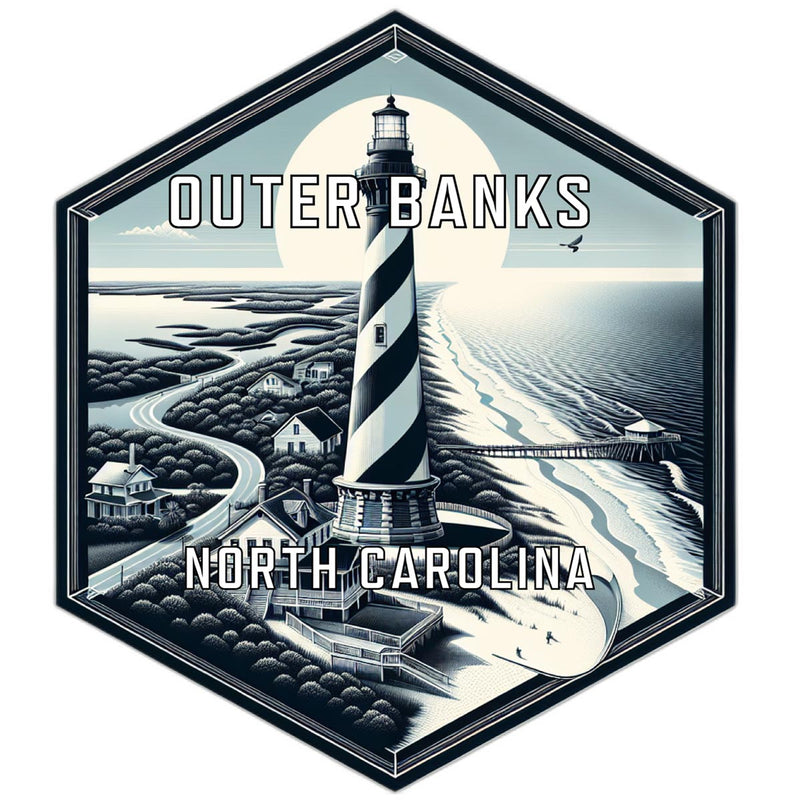 Outer Banks North Carolina Souvenir Travel Destination Die Cut Hexagon Fridge Magnet 2-Inch