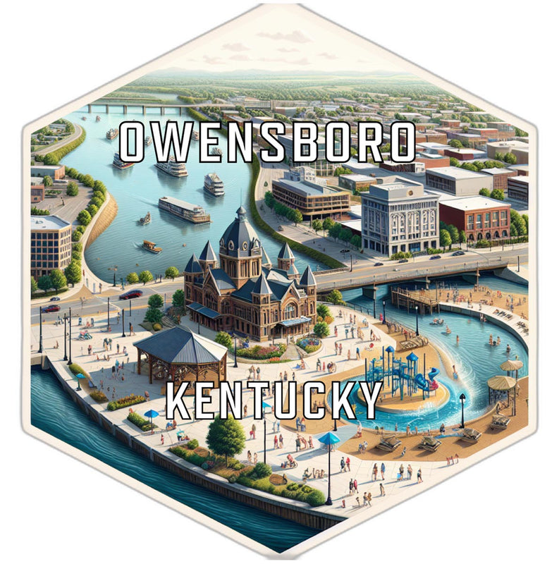 Owensboro Kentucky Souvenir Travel Destination Die Cut Hexagon Fridge Magnet 2-Inch