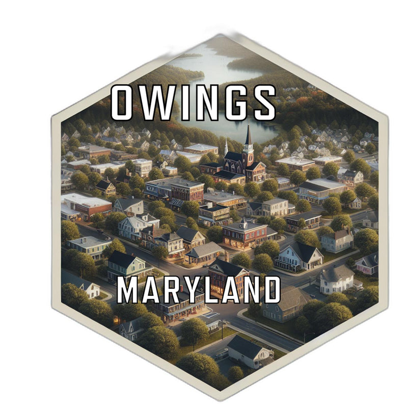 Owings Maryland Souvenir Travel Destination Die Cut Hexagon Fridge Magnet 2-Inch