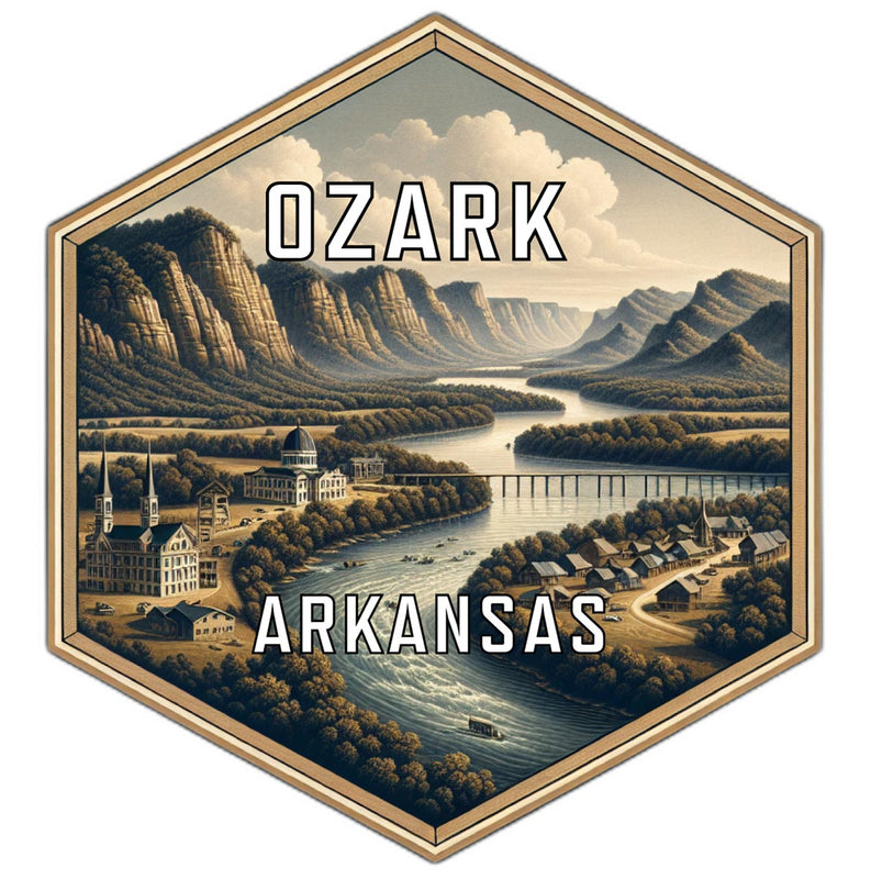 Ozark Arkansas Souvenir Travel Destination Die Cut Hexagon Fridge Magnet 2-Inch