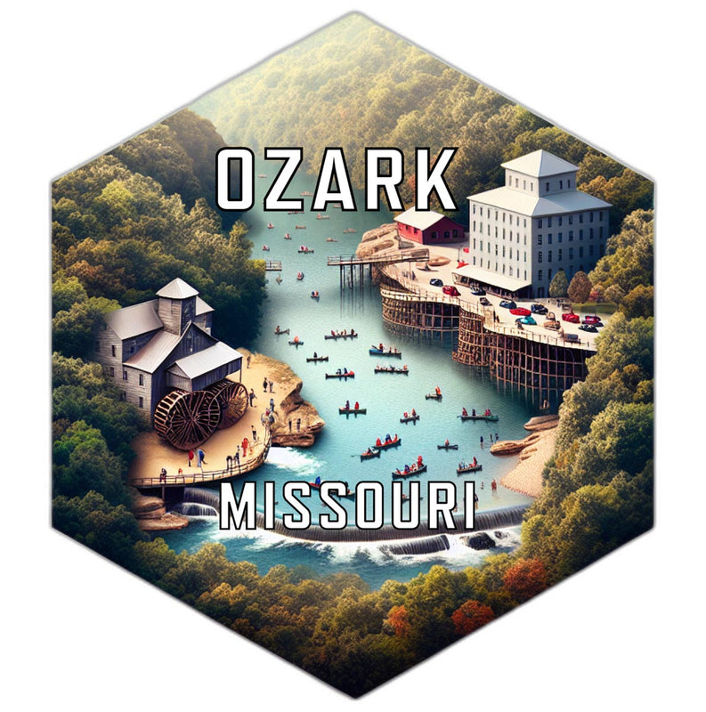 Ozark Missouri Souvenir Travel Destination Die Cut Hexagon Fridge Magnet 2-Inch