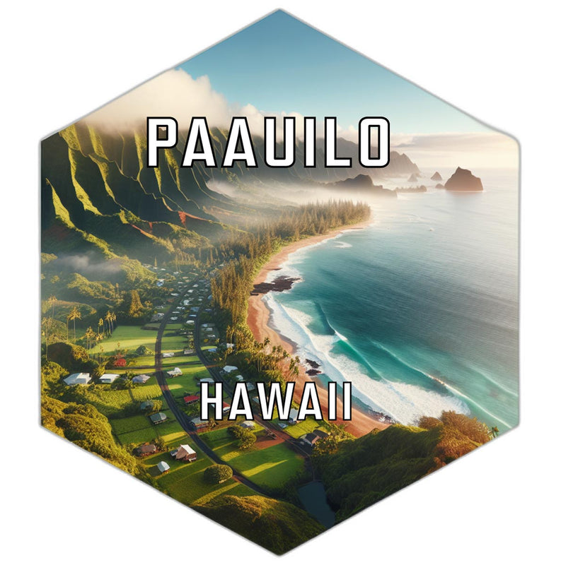 Paauilo Hawaii Souvenir Travel Destination Die Cut Hexagon Fridge Magnet 2-Inch