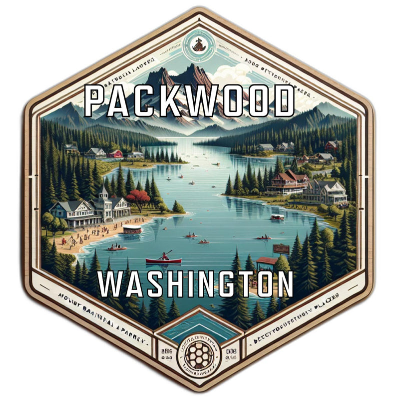 Packwood Washington Souvenir Travel Destination Die Cut Hexagon Fridge Magnet 2-Inch