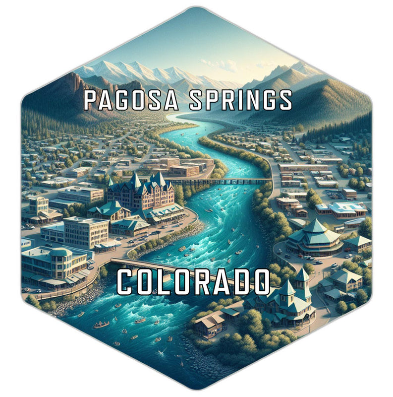 Pagosa Springs Colorado Souvenir Travel Destination Die Cut Hexagon Fridge Magnet 2-Inch