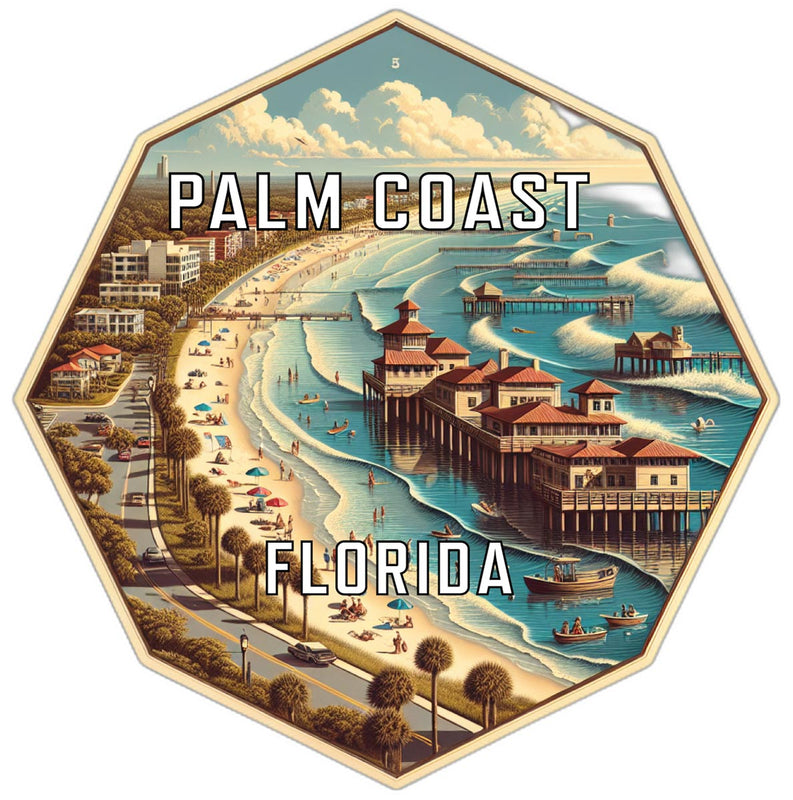 Palm Coast Florida Souvenir Travel Destination Die Cut Hexagon Fridge Magnet 2-Inch