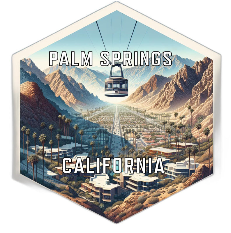 Palm Springs California Souvenir Travel Destination Die Cut Hexagon Fridge Magnet 6-Inch