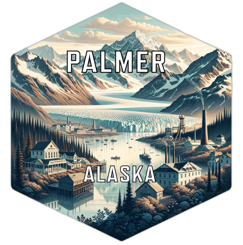 Palmer Alaska Souvenir Travel Destination Die Cut Hexagon Fridge Magnet 2-Inch