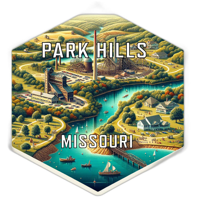 Park Hills Missouri Souvenir Travel Destination Die Cut Hexagon Fridge Magnet 2-Inch